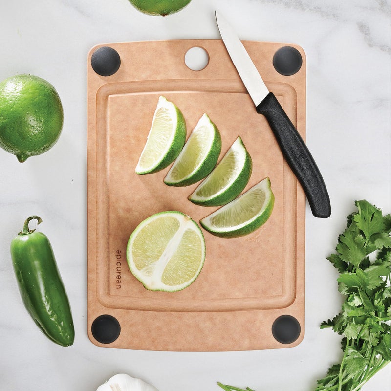 Epicurean All-In-One Cutting Board with Non-Slip Feet and Juice Groove, 10" Ã— 7", Natural/Black - Image 2